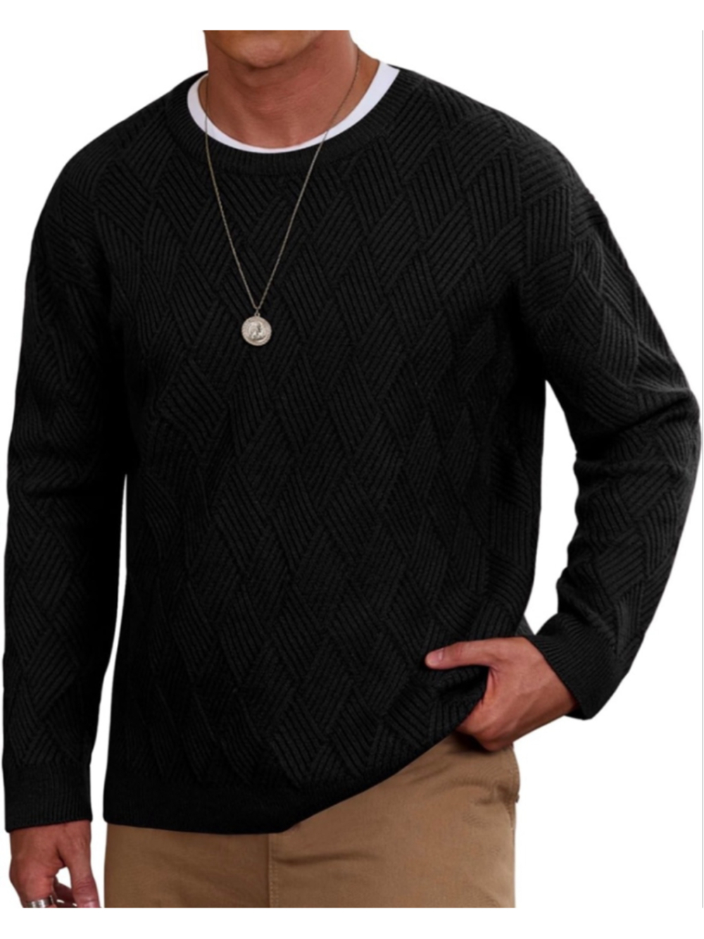 NEW Men Cable Knit Oversized Sweater Baggy Chunky Patterned Pullover 2X